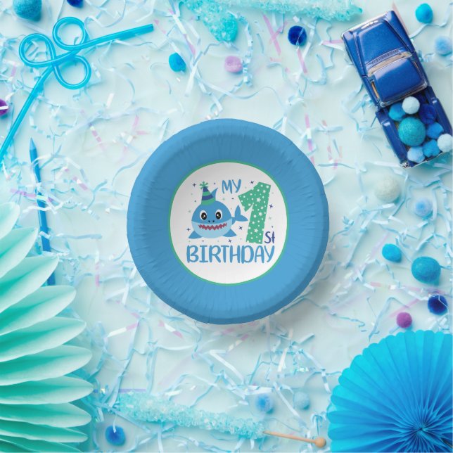 Bols En Carton mignon requin-bébé unisexe Premier anniversaire (Fête)