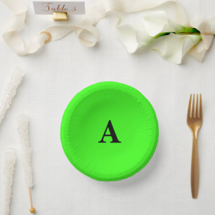 Bols En Carton Monogramme vert néon blanc initial personnalisé mo
