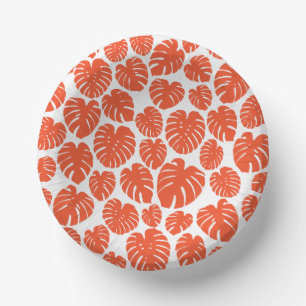 Bols En Carton Monstera - Orange et blanc