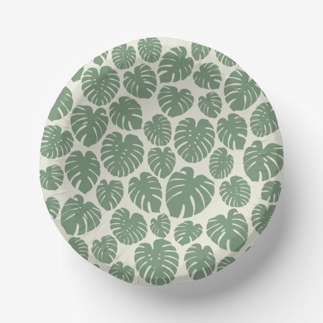 Bols En Carton Monstera - Vert (Recto)