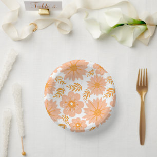 Bols En Carton Motif à fleurs orange Fuzz Vintage rétro
