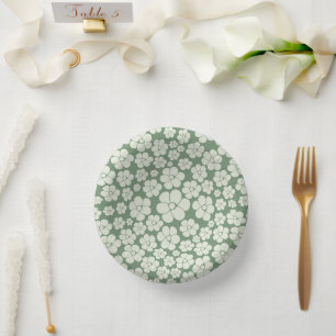 Bols En Carton Motif à fleurs - Vert