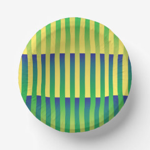 Bols En Carton Motif bleu jaune vert rayé