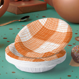 Bols En Carton Motif carreaux à carreaux gras orange et blanc