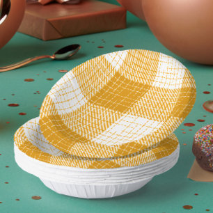 Bols En Carton Motif carreaux jaune et blanc gras