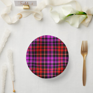 Bols En Carton Motif carreaux tartan noir rouge violet
