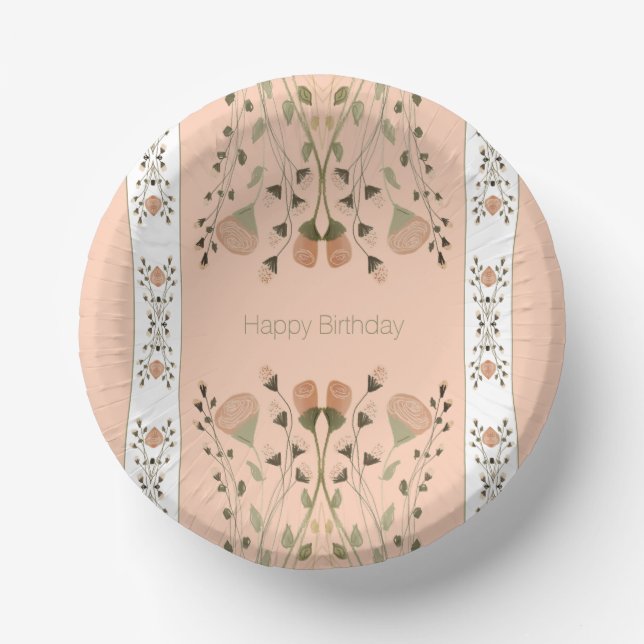 Bols En Carton Motif de conception florale (Recto)