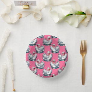 Bols En Carton Motif de cygnes sur fond rose
