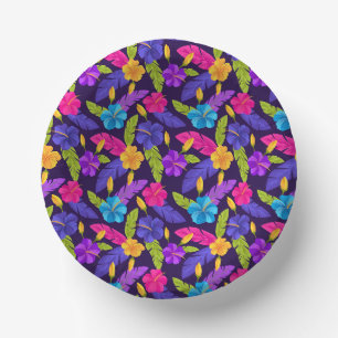 Bols En Carton Motif de feuilles et fleurs tropicales-23857