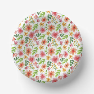 Bols En Carton Motif de fleurs roses à l'aquarelle