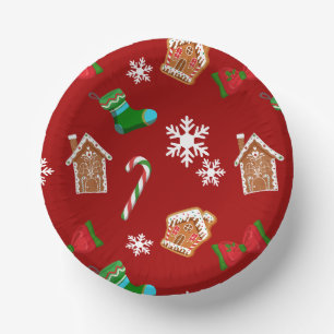 Bols En Carton Motif de Noël rouge