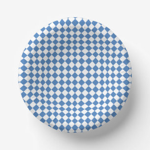 Bols En Carton Motif diamant à carreaux bleu blanc