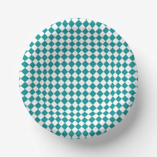 Bols En Carton Motif diamant turquoise blanc Checker