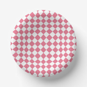 Bols En Carton Motif du vérificateur de diamants rose blanc