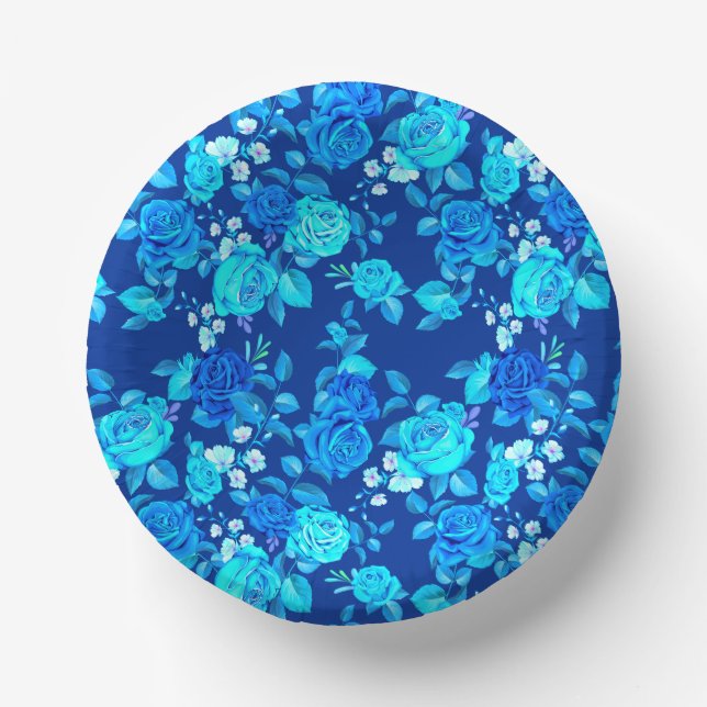 Bols En Carton Motif Fleurs Rose Bleue Classique-87600 (Recto)