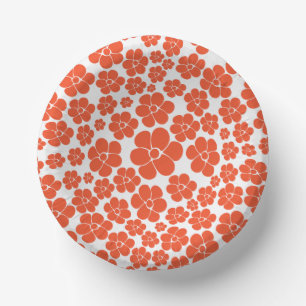 Bols En Carton Motif floral - Orange et Blanc