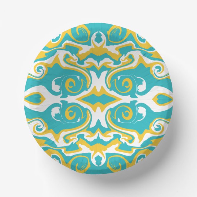 Bols En Carton Motif torride en Turquoise et Jaune (Recto)