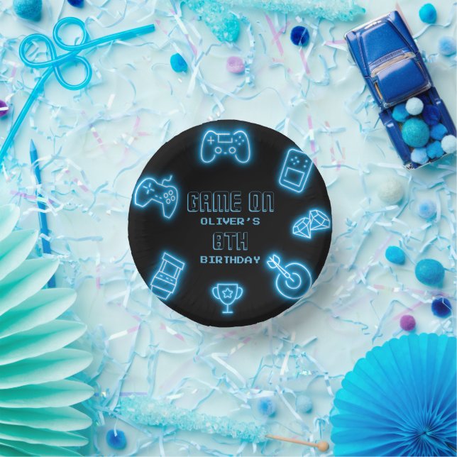 Bols En Carton Neon Toute année jeux vidéo anniversaire (Fête)