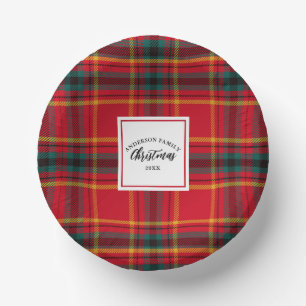 Bols En Carton Noël Tartan Plaid Nom de famille Année