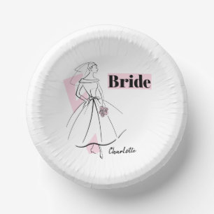 Bols En Carton Nom de la mariée rose