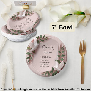 Bols En Carton Noms Date Message Rose Pink Mariage Colombes & Ros