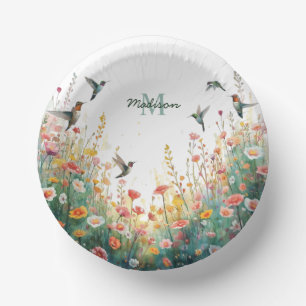 Bols En Carton Oiseaux aquarelle de printemps Monogramme floral F