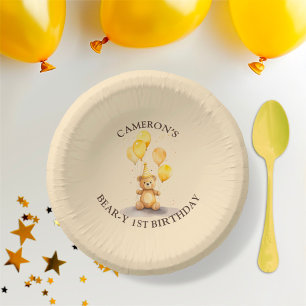 Bols En Carton Ours Premier anniversaire Sexe Ours jaune neutre