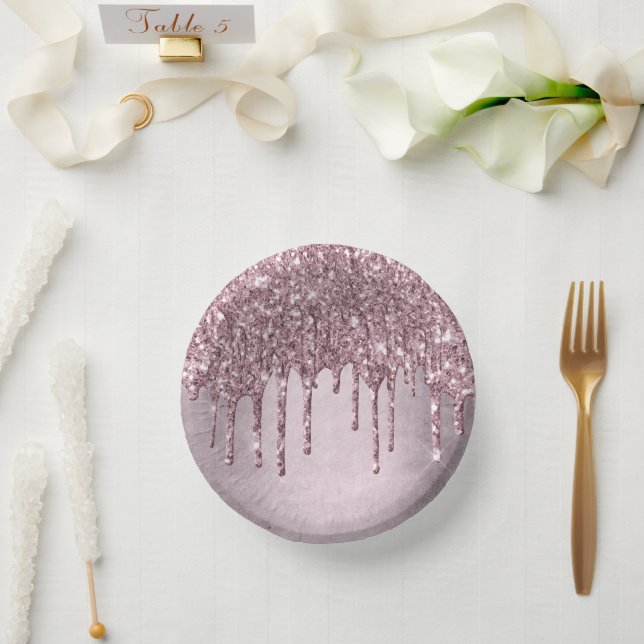 Bols En Carton Paillettes Mauve qui dégoulinent | Rose Pâle Foncé (Mariage)