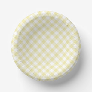 Bols En Carton Papier Gingham Beurre Jaune Rétro