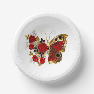 Bols En Carton Papillon de fleurs rouges aux roses rouges