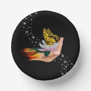 Bols En Carton Papillon sur Lotus Bloom avec étoiles