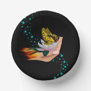 Bols En Carton Papillon sur Lotus Bloom avec étoiles