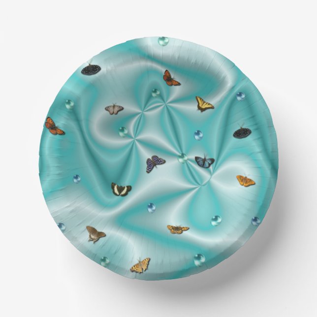 Bols En Carton Papillon sur soie verte avec perles (Recto)