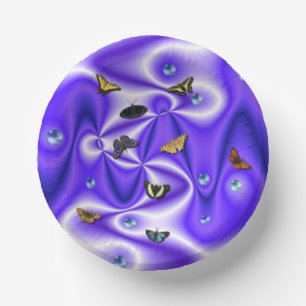 Bols En Carton Papillon sur soie violette avec perles