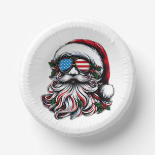 Bols En Carton Père Noël de Noël Patriotique/Américaine