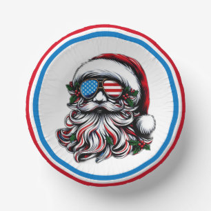 Bols En Carton Père Noël de Noël Patriotique/Américaine