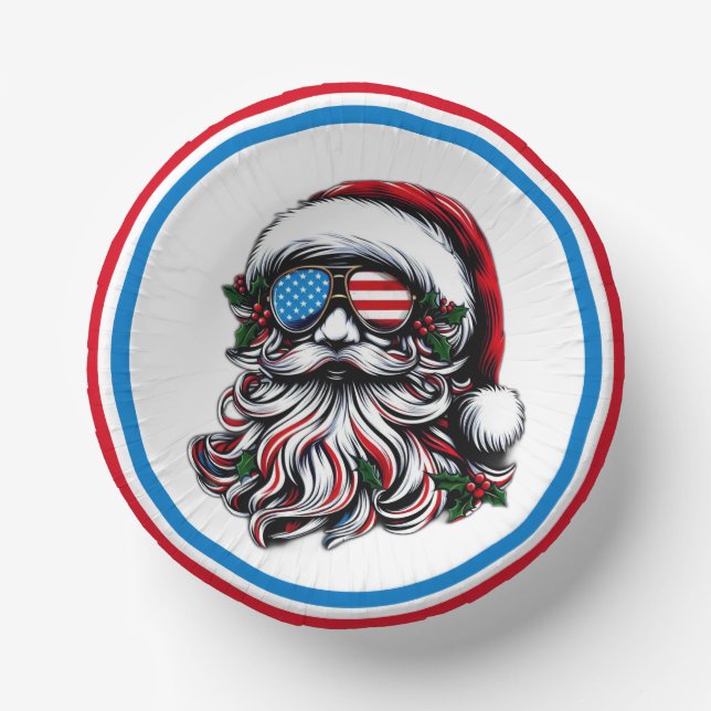 Bols En Carton Père Noël de Noël Patriotique/Américaine (Recto)