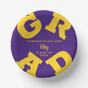 Bols En Carton Personnalisé Jaune sur Purple Graduation
