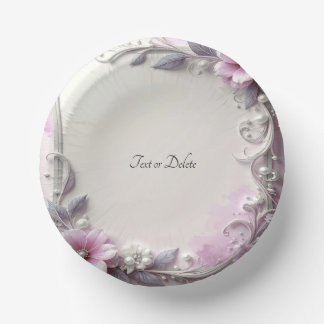 Bols En Carton Pink Floral Frame Paper Bowls