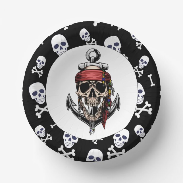 Bols En Carton Pirate thème fête adulte NAUTICAL (Recto)