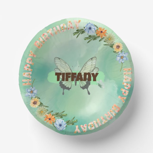 Bols En Carton Plaque d'anniversaire Flower & Butfly (Recto)