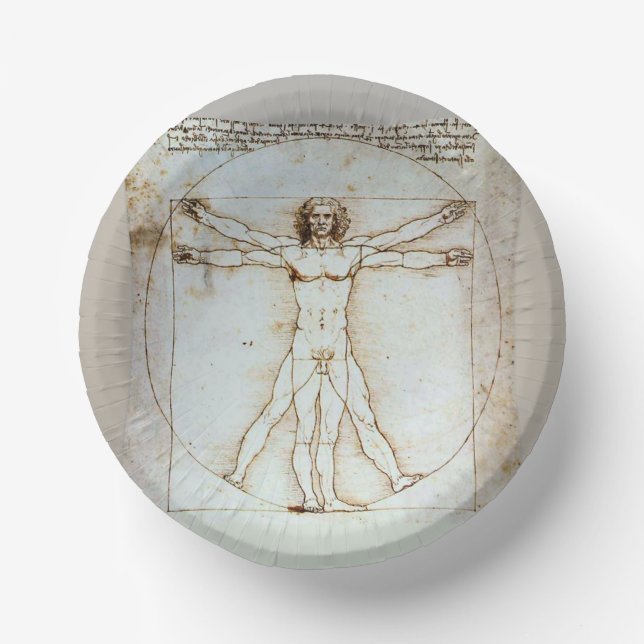 Bols En Carton Plaque Vitruvian de Léonard de Vinci (Recto)
