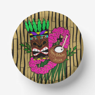 Bols En Carton Plaques de fête d'anniversaire de Luau Nom personn