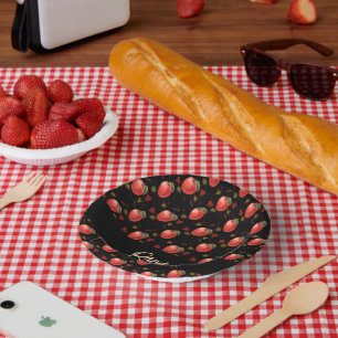 Bols En Carton Pommes rouges et feuilles sur noir