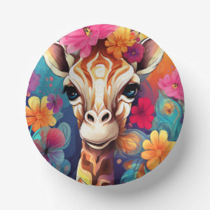 Bols En Carton Portrait de la Giraffe florale-9321