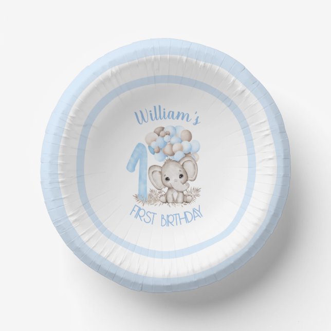 Bols En Carton Premier Anniversaire Boy Cute Elephant Paper Bowle (Recto)