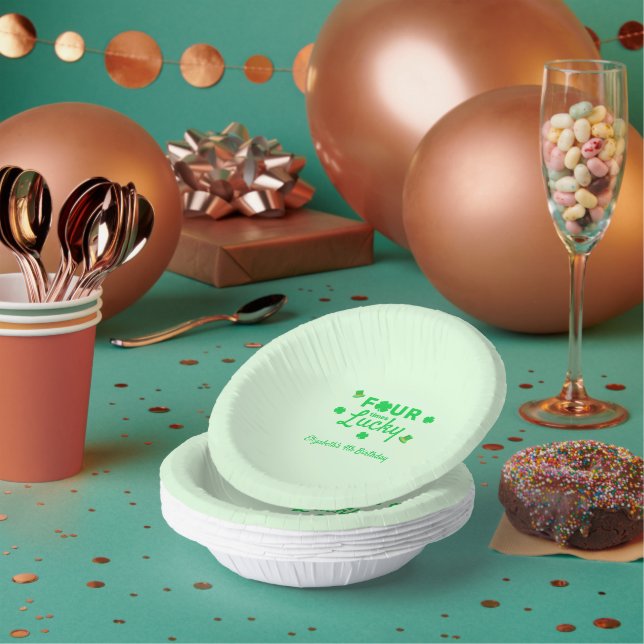 Bols En Carton Quatre fois Lucky 4e anniversaire (Multi)
