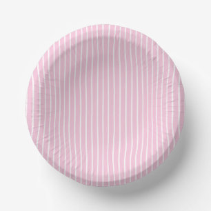 Bols En Carton Rayures Classiques Blanc - Rose Clair
