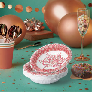Bols En Carton Red Winter Snowflon bord dentelle