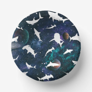 Bols En Carton Requin ombre blanche sur Espace galaxie sombre